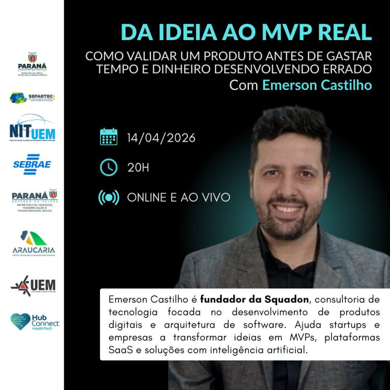 Imagem Da ideia ao MVP real com Emerson Castilho - ONLINE